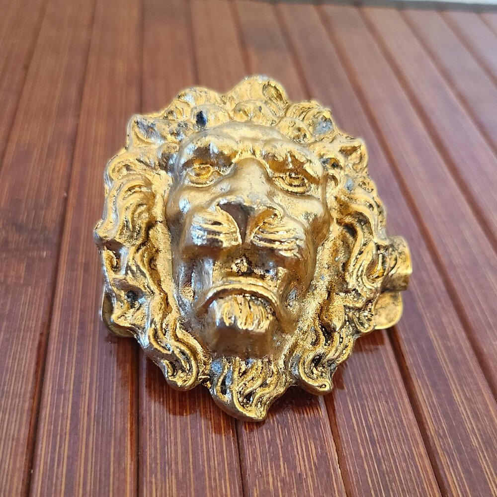 Vintage Gold Tone Lion Head  Hunt Clip No. 2, Hunt Mfg Statesville N. C.